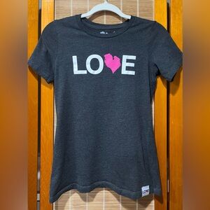 Love Michigan dark gray logo tee, size S